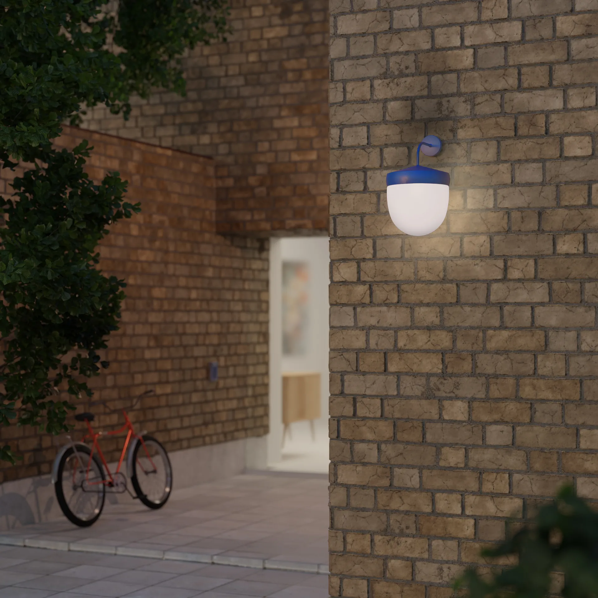 Lampa ścienna Pan frosted 30 cm, Niebieski Noon