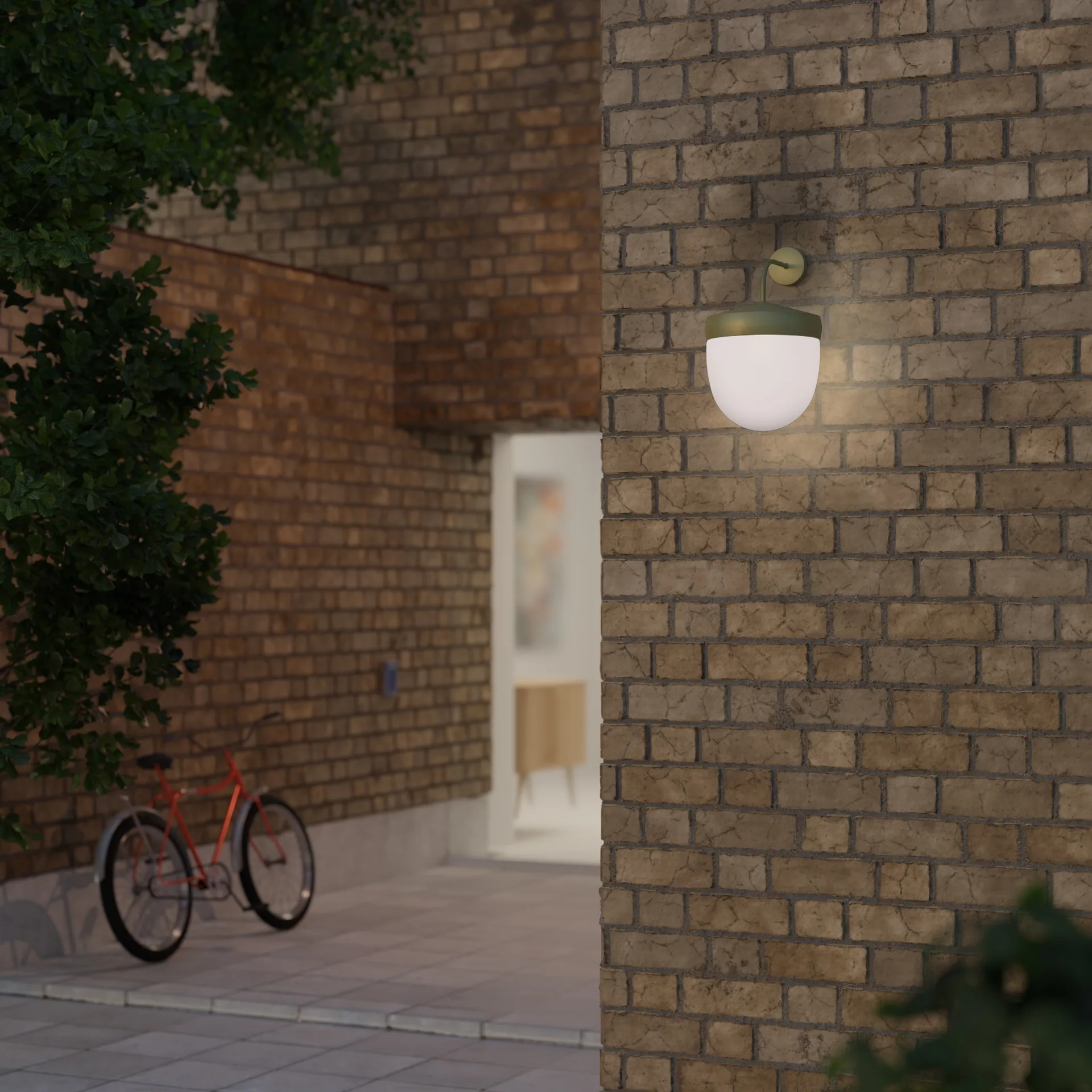 Lampa ścienna Pan frosted 30 cm, Oliwkowy szary Noon