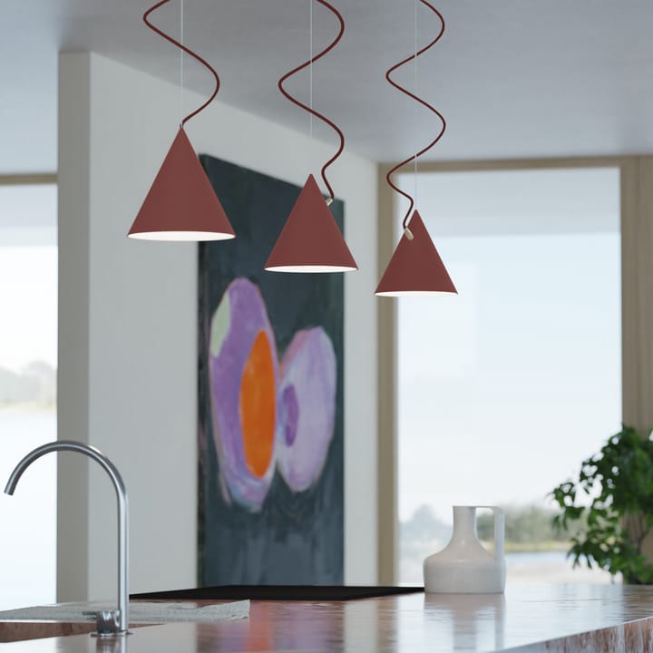 Lampa wisząca Castor 20 cm, Bordosko-ciemnoczerwono-mosiężny Noon