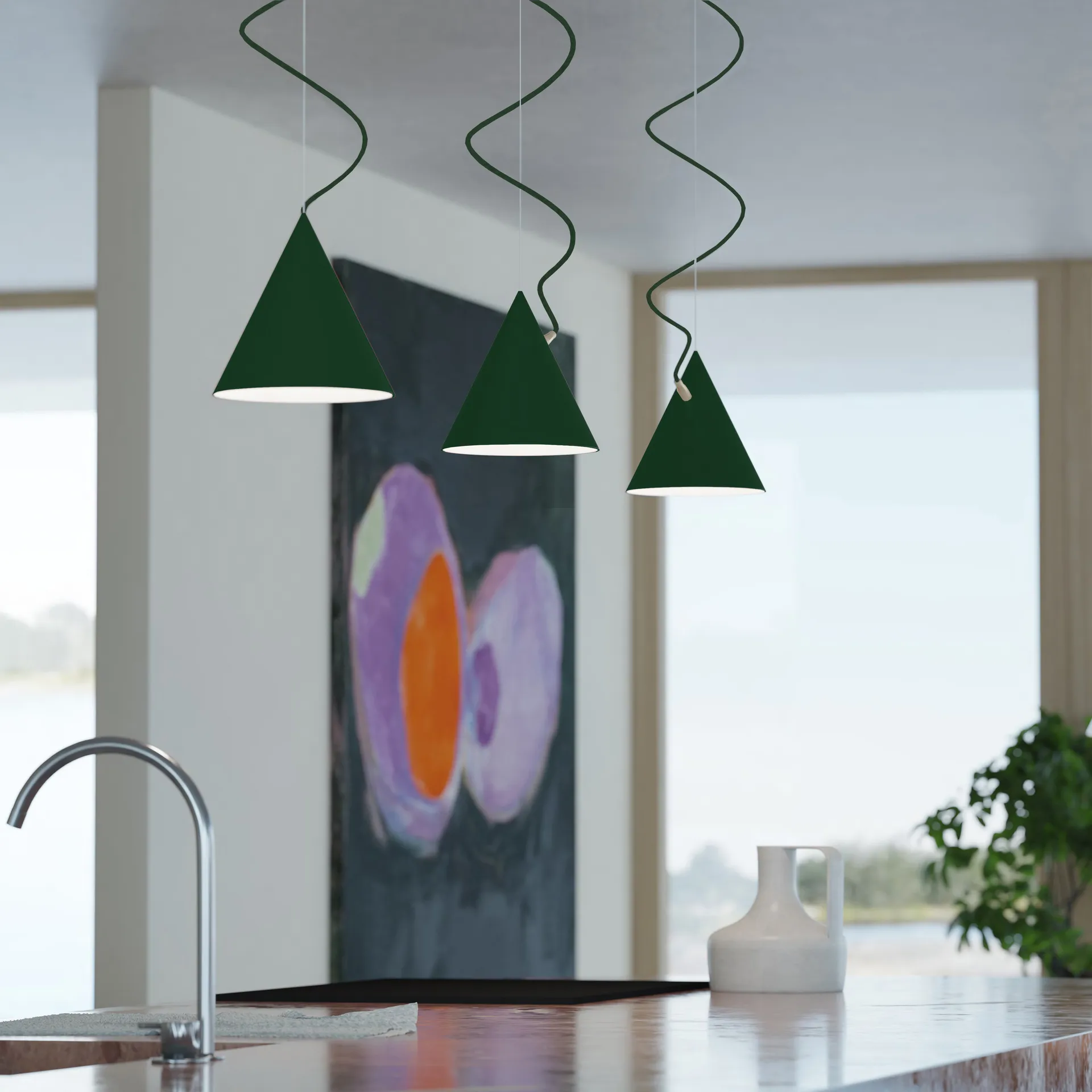 Lampa wisząca Castor 20 cm, British racing green - ciemnozielony - mosiądz Noon