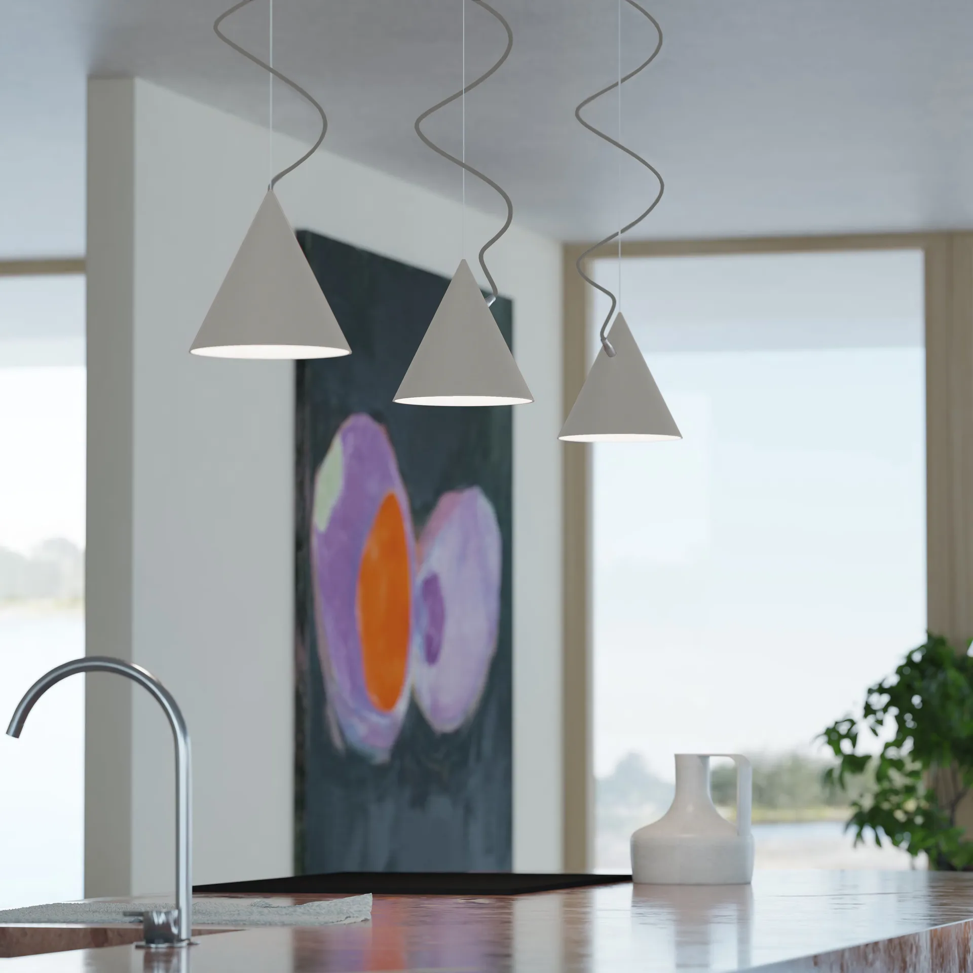 Lampa wisząca Castor 20 cm, Szary-jasnoszary-srebrny Noon