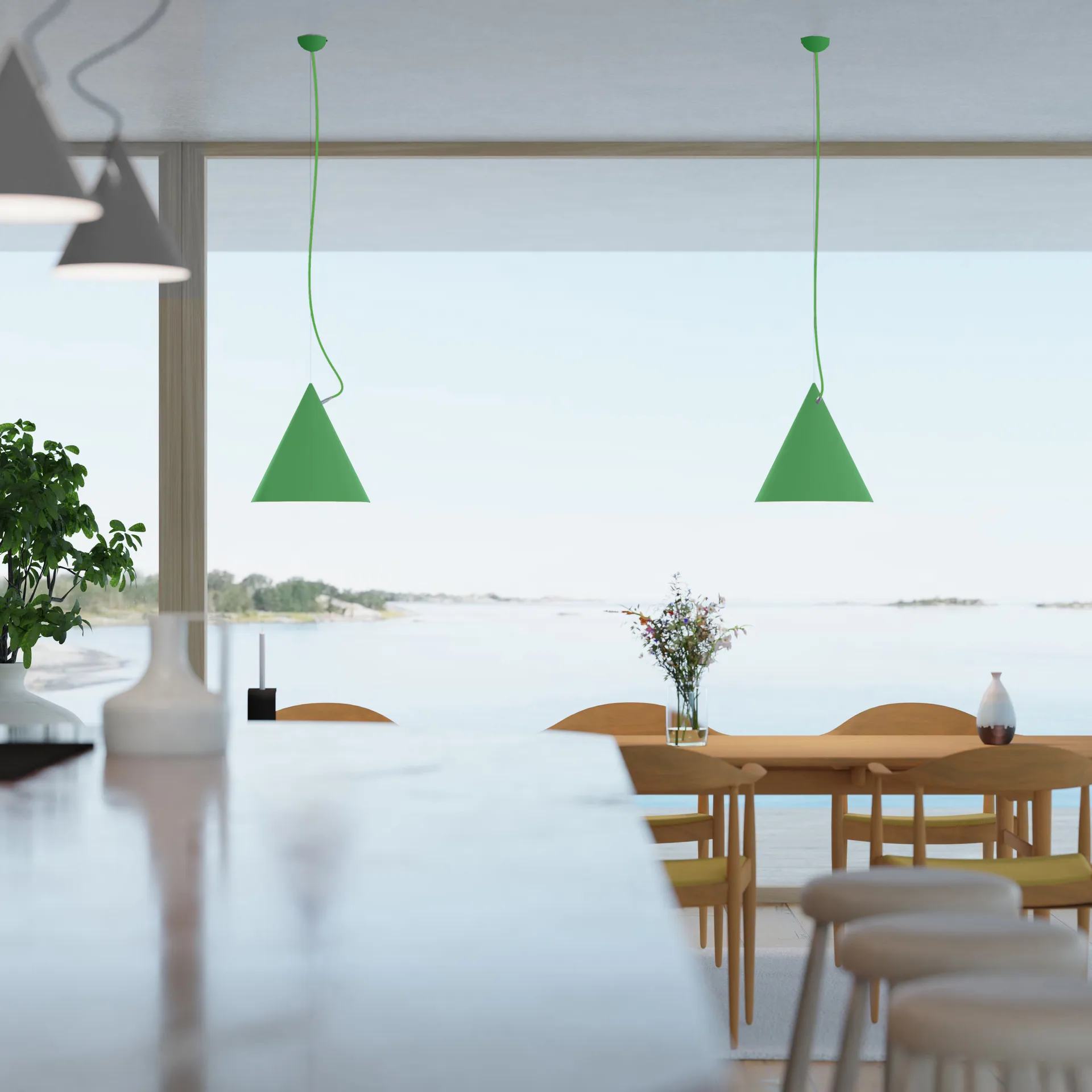 Lampa wisząca Castor 40 cm, Jasnozielony-jasnozielony-srebrny Noon