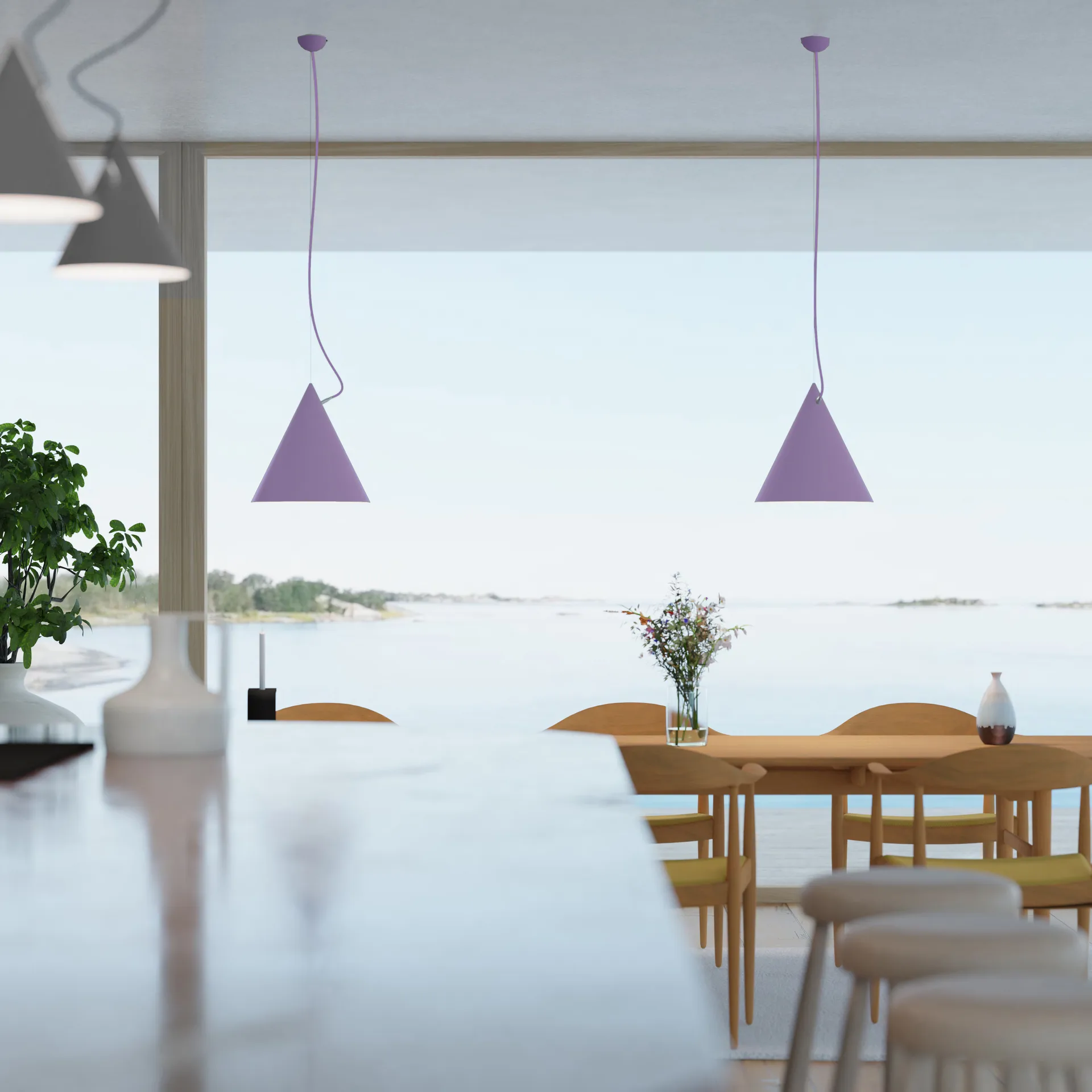 Lampa wisząca Castor 40 cm, Lila-lila-srebro Noon