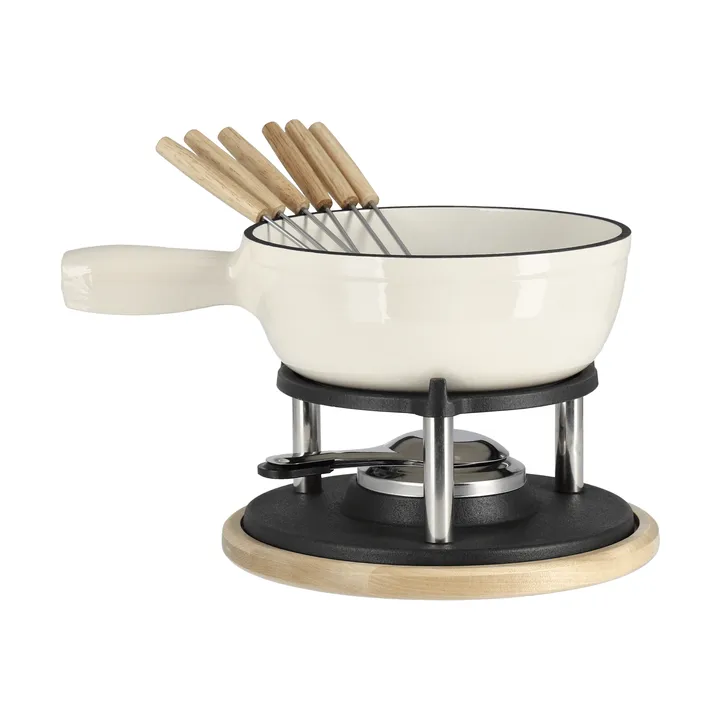 Kociołek do fondue emaliowany - Kremowy, 1,8 L - Nordwik