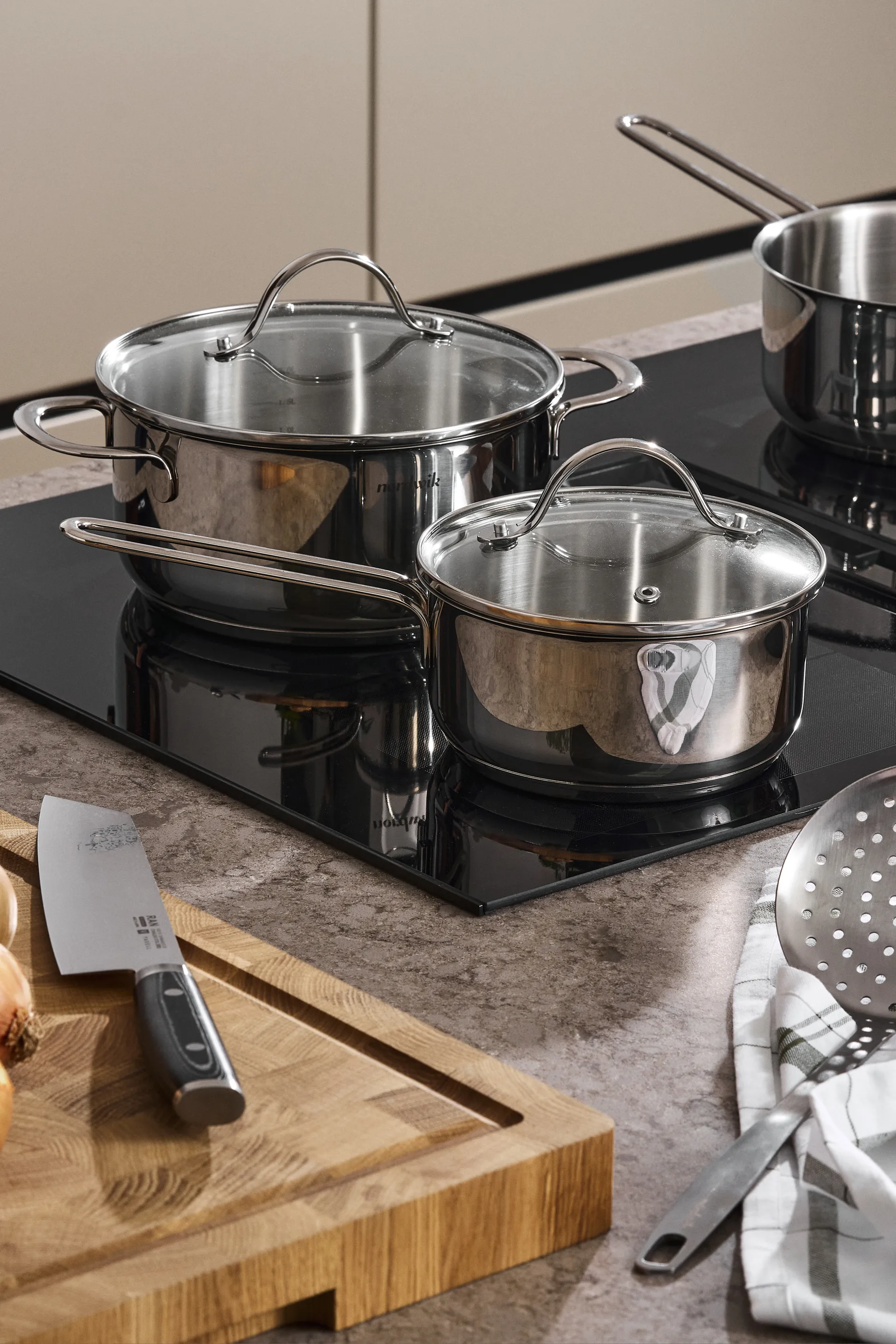 Rondel z pokrywką szklaną Nordwik 1,3 l, Stal nierdzewna Nordwik