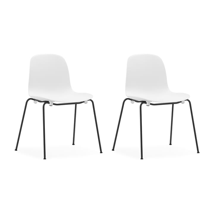 Form Chair krzesło z możliwością sztaplowania, czarne nogi, 2 szt., białe - undefined - Normann Copenhagen