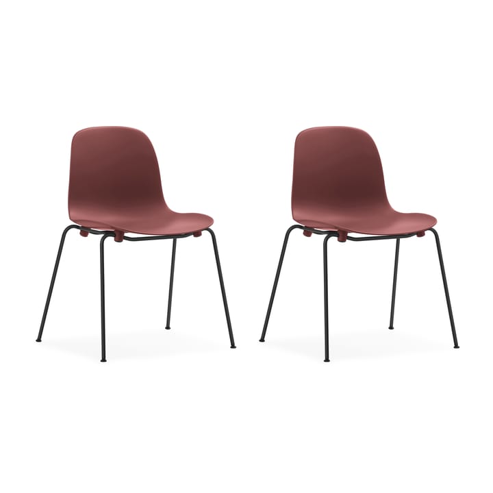 Form Chair krzesło z możliwością sztaplowania, czarne nogi, 2 szt., czerwone - undefined - Normann Copenhagen
