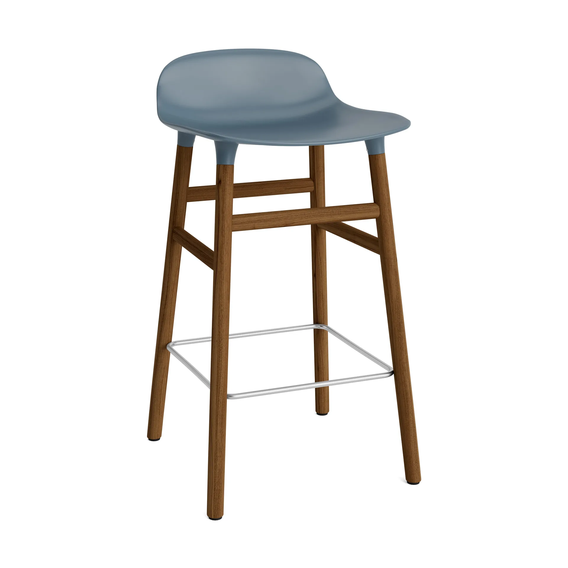 Form Chair stołek barowy na nogach z orzecha włoskiego, niebieski Normann Copenhagen