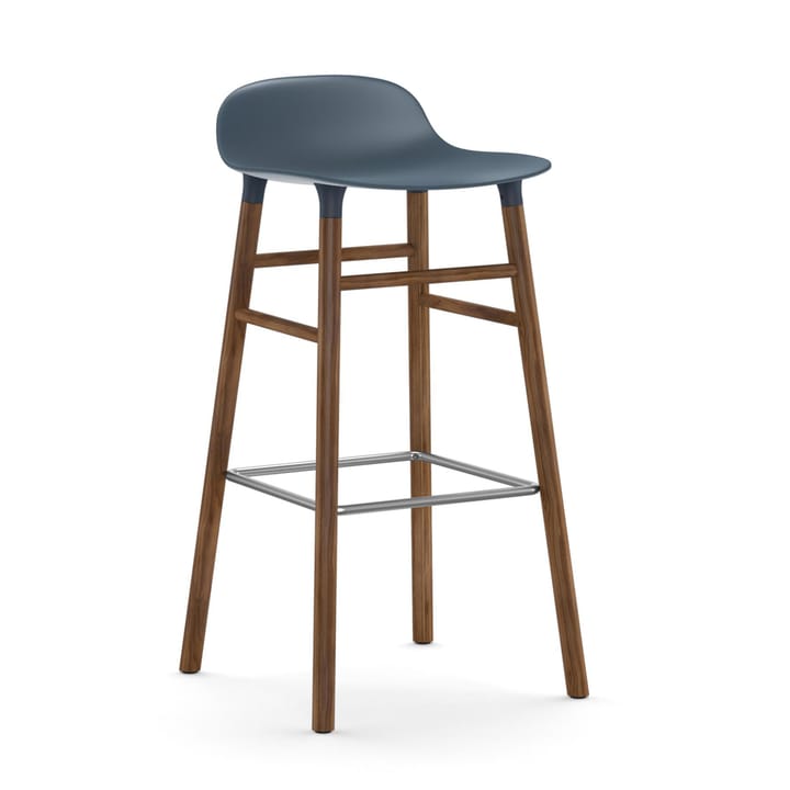 Form Chair stołek barowy na nogach z orzecha włoskiego - niebieski - Normann Copenhagen