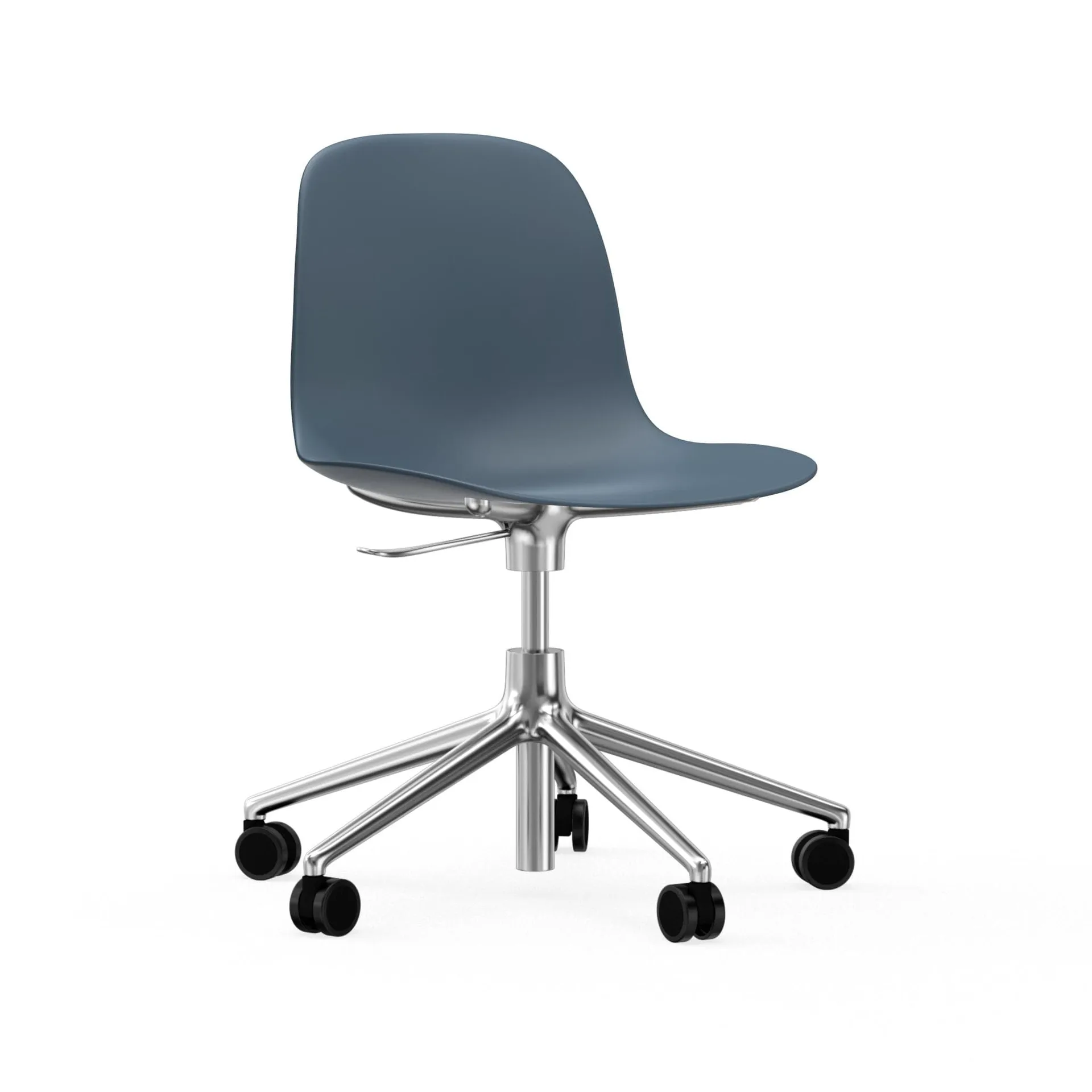 Form chair swivel 5W kontorskrzesło, niebieski, aluminium koła Normann Copenhagen