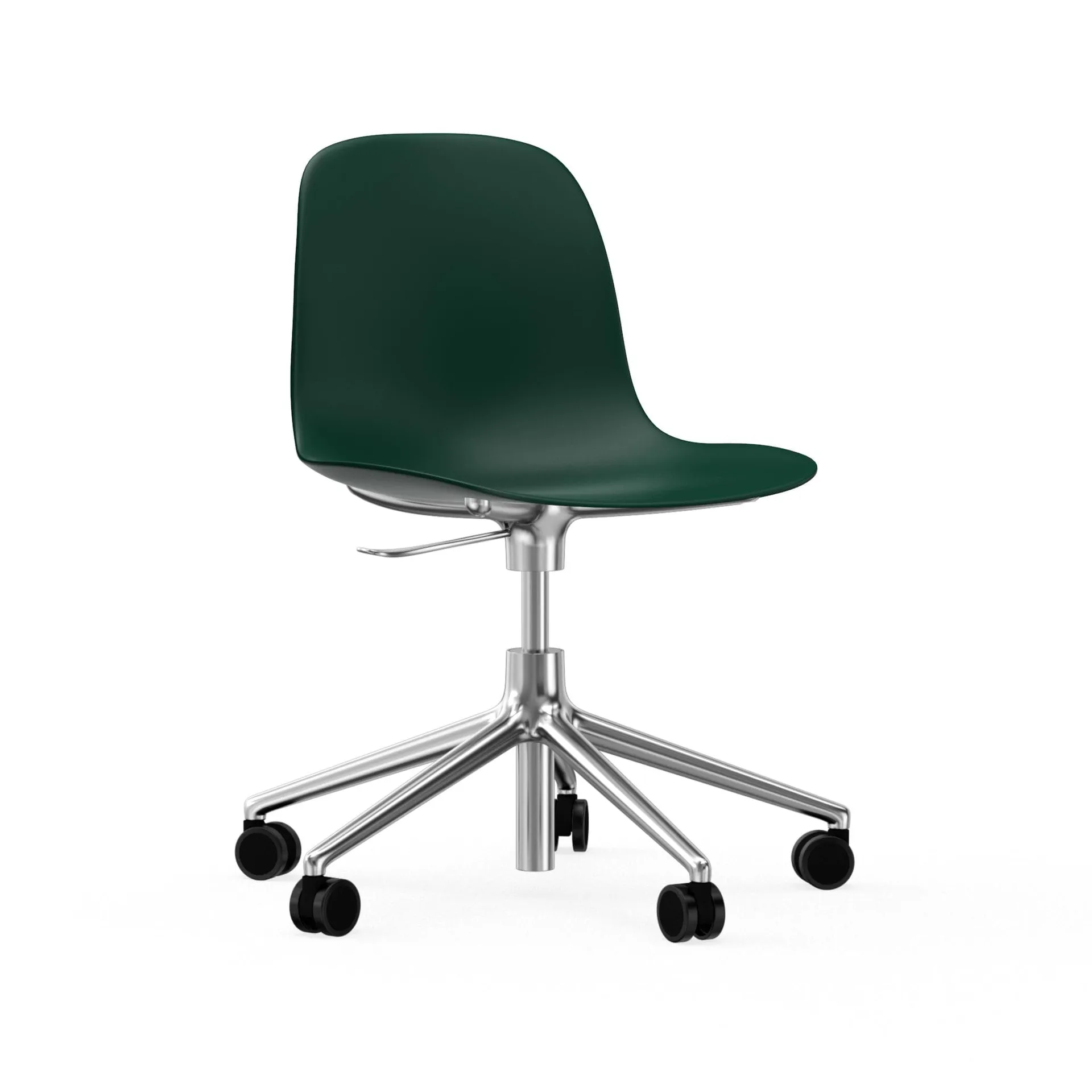 Form chair swivel 5W kontorskrzesło, Zielony, aluminium, koła Normann Copenhagen
