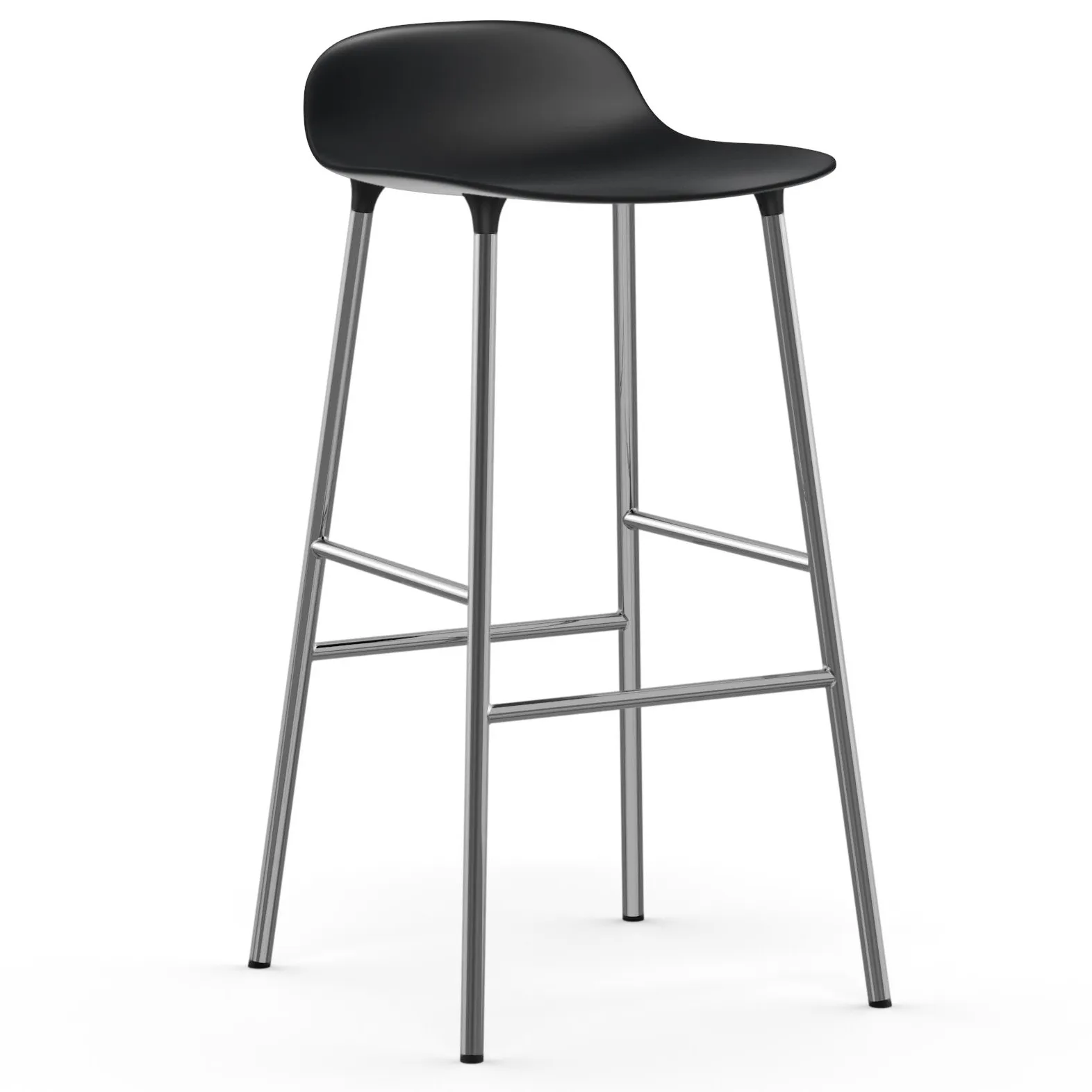 Form krzesło barowe chromadowe nogi 75 cm, Czarny Normann Copenhagen