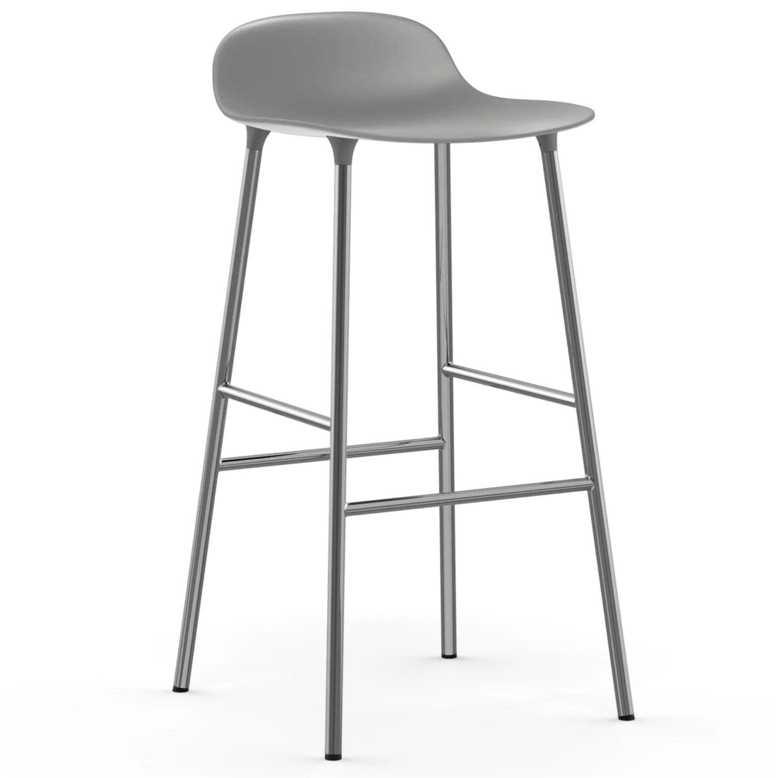 Form krzesło barowe chromadowe nogi 75 cm, szary Normann Copenhagen