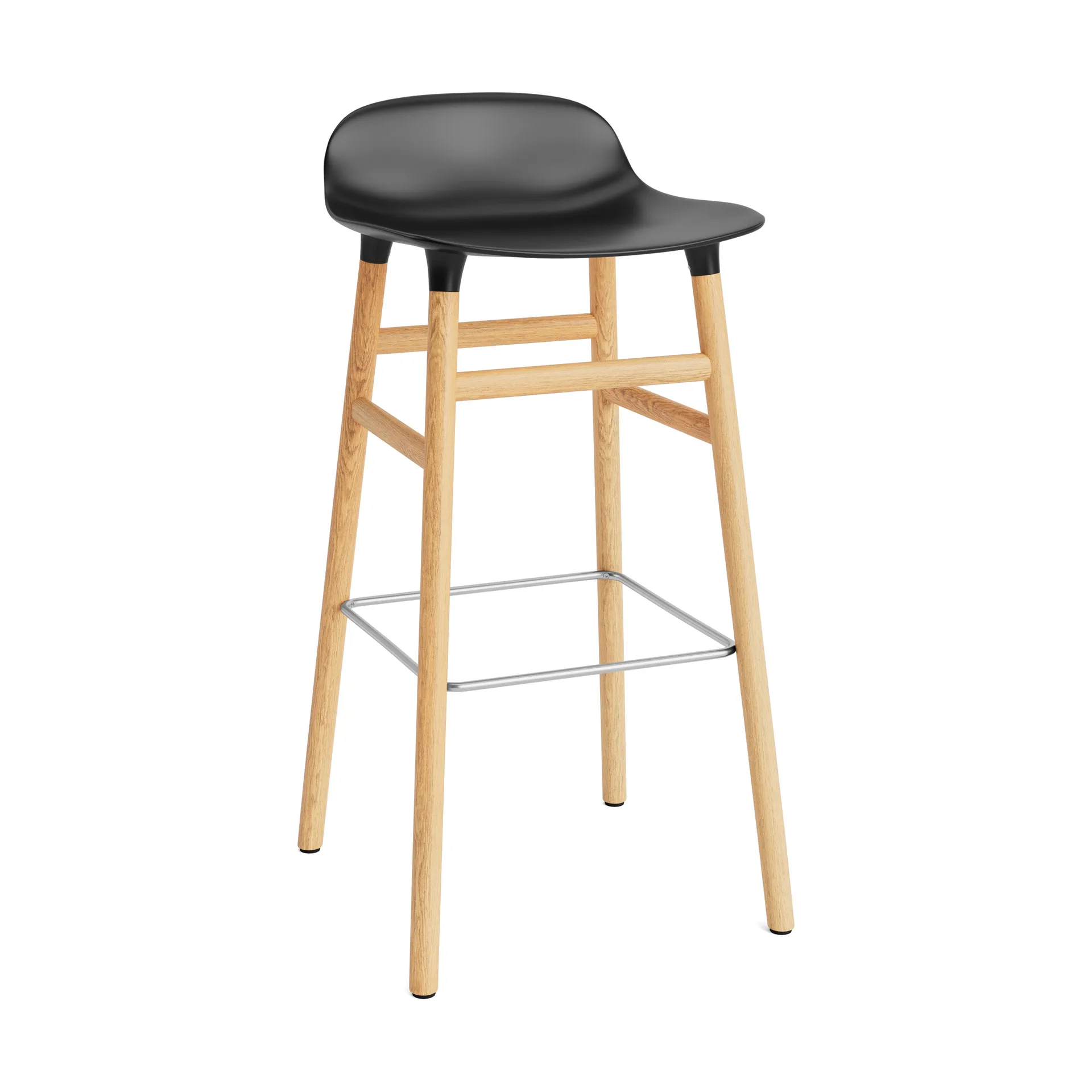 Form krzesło barowe dębowy 75 cm, czarny Normann Copenhagen