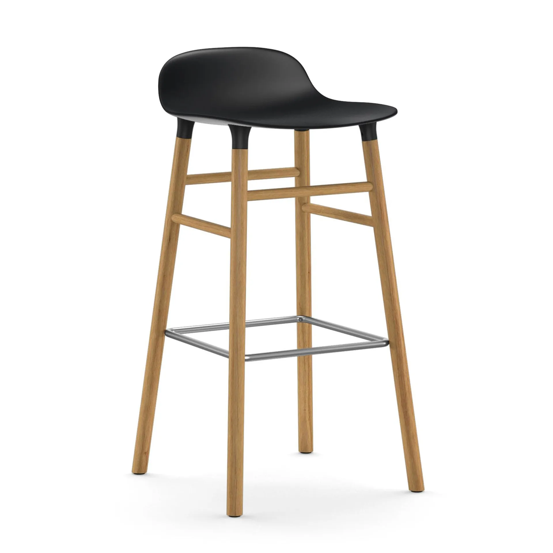 Form krzesło barowe dębowy 75 cm, czarny Normann Copenhagen