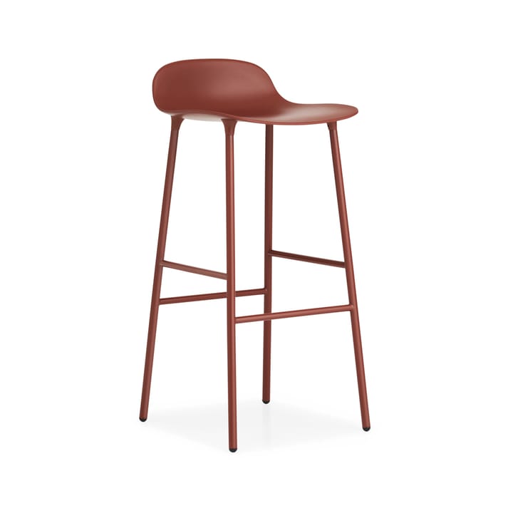 Form Wysoki stołek barowy - red, noga ze stali lakierowanej na czerwono - Normann Copenhagen