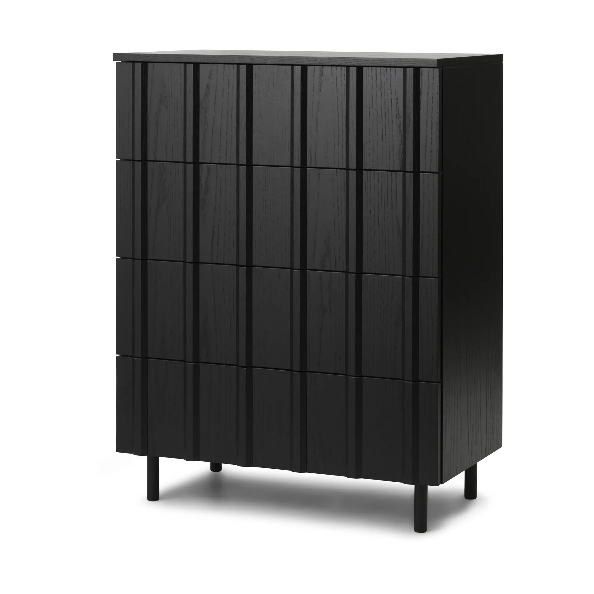 Komoda Rib Dresser, 4 szuflady, Soft Black Normann Copenhagen