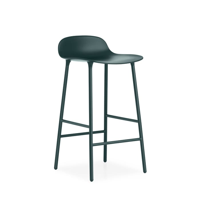 Krzesło barowe Form, niske - green, stalowe nogi lakierowane na zielono - Normann Copenhagen