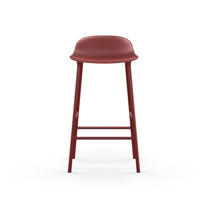 Krzesło barowe Form, niske, red, stalowe nogi lakierowane na czerwono Normann Copenhagen