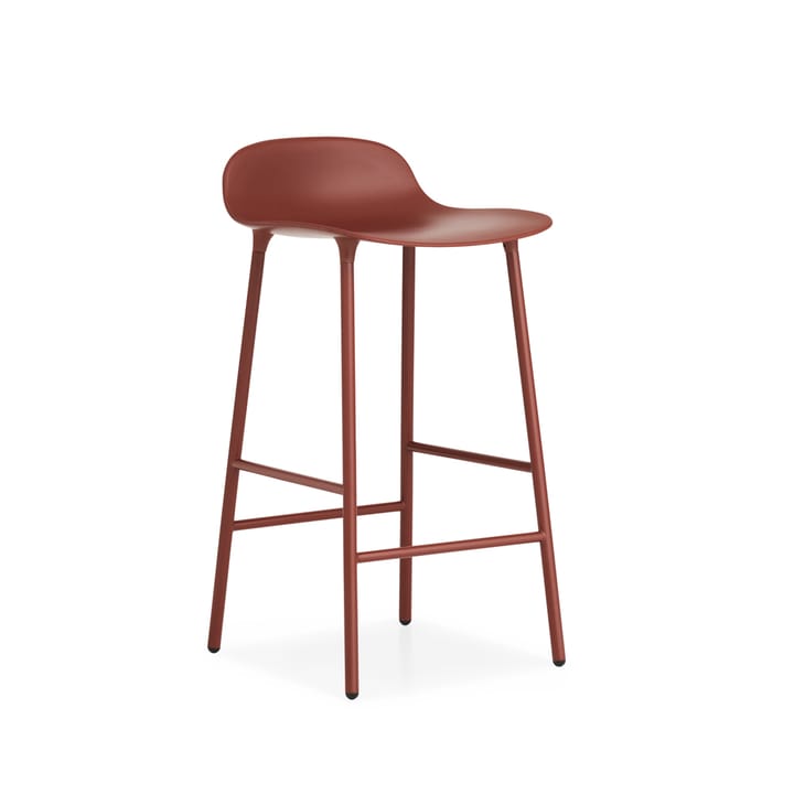 Krzesło barowe Form, niske - red, stalowe nogi lakierowane na czerwono - Normann Copenhagen