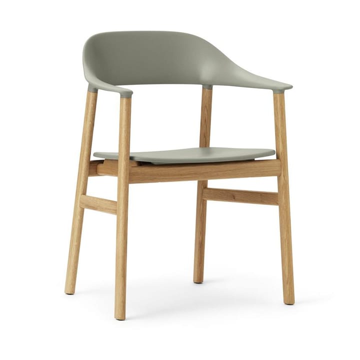 Krzesło Herit z drewna dębowego - Zielony zakurzony - Normann Copenhagen
