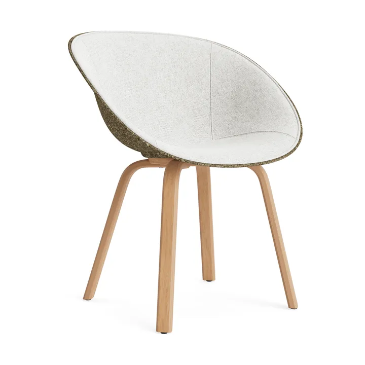 Krzesło Mat Armchair, tapicerowany przód - Hallingdal 110-seaweed-beech - Normann Copenhagen