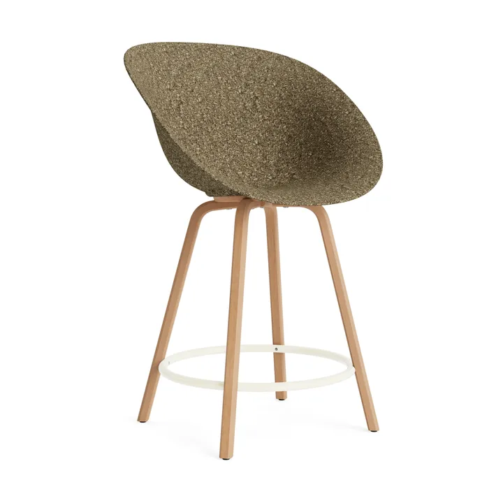 Krzesło Mat Bar Armchair 65 cm - Seaweed-beech-cream steel - Normann Copenhagen