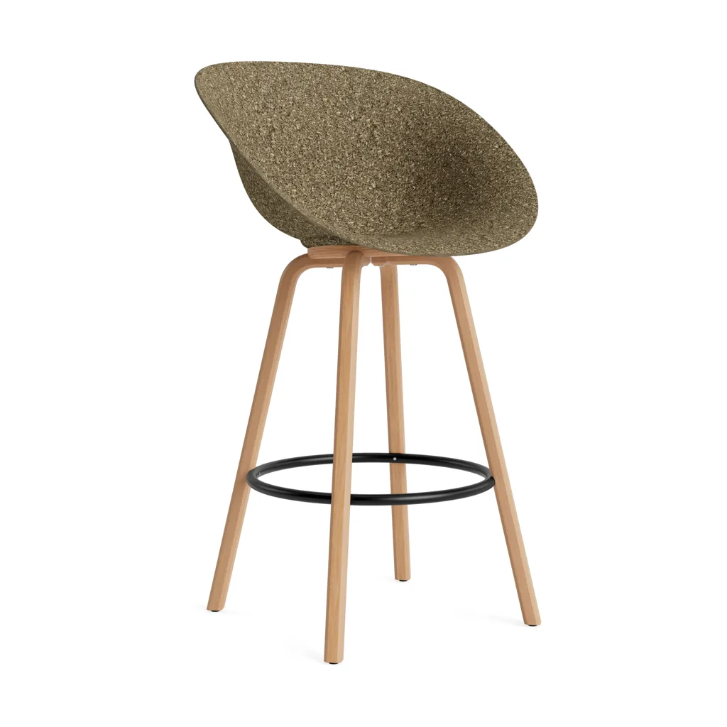 Krzesło Mat Bar Armchair 75 cm, Seaweed-beech-black steel Normann Copenhagen
