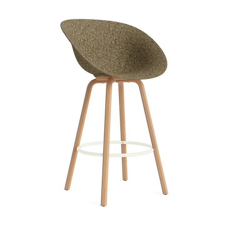Krzesło Mat Bar Armchair 75 cm - Seaweed-beech-cream steel - Normann Copenhagen