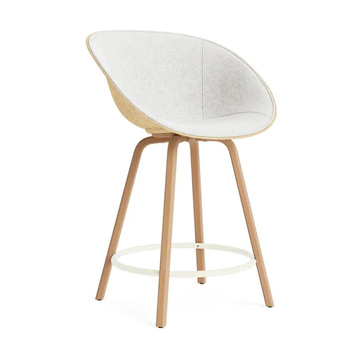 Krzesło Mat Bar Armchair, tapicerowany przód 65 cm - Hallingdal 110-hemp-beech-cream steel - Normann Copenhagen