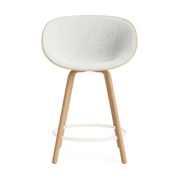 Krzesło Mat Bar Armchair, tapicerowany przód 65 cm - Hallingdal 110-hemp-beech-cream steel - Normann Copenhagen