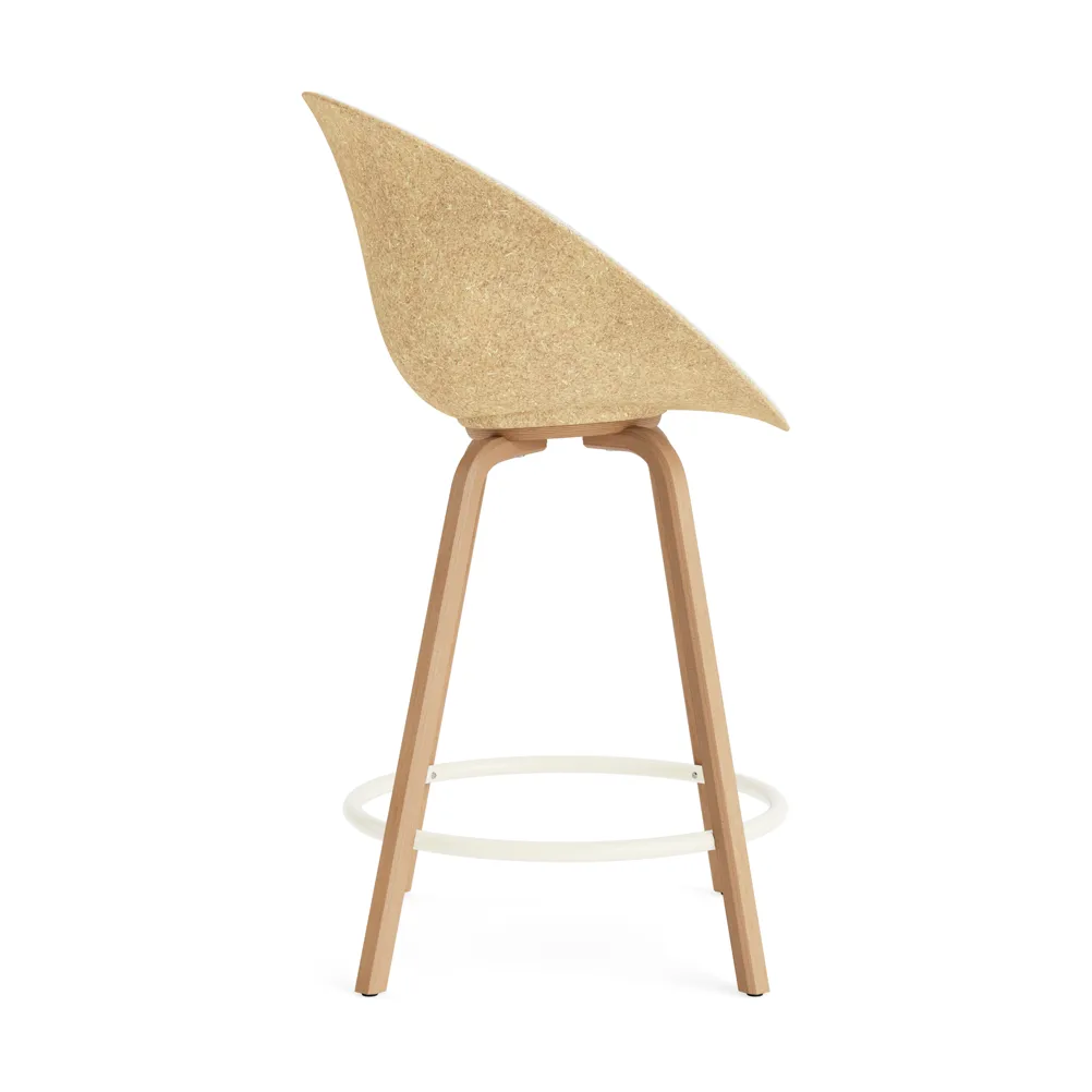 Krzesło Mat Bar Armchair, tapicerowany przód 65 cm, Hallingdal 110-hemp-beech-cream steel Normann Copenhagen
