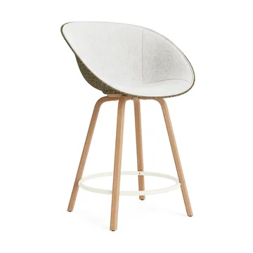 Krzesło Mat Bar Armchair, tapicerowany przód 65 cm - Hallingdal 110-seaweed-beech-cream steel - Normann Copenhagen