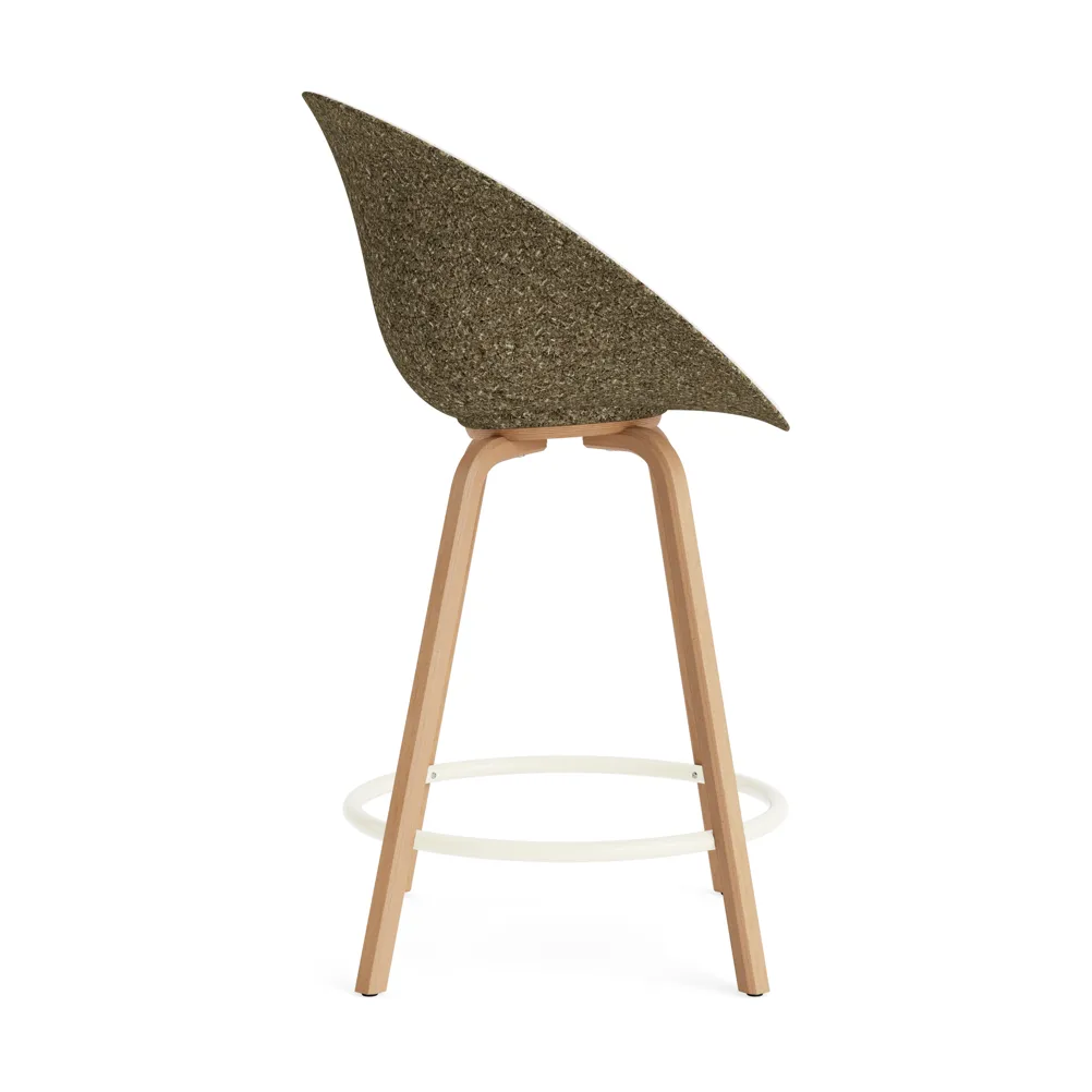 Krzesło Mat Bar Armchair, tapicerowany przód 65 cm, Hallingdal 110-seaweed-beech-cream steel Normann Copenhagen