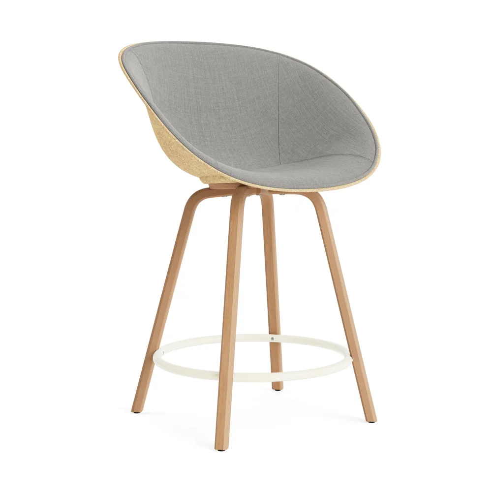 Krzesło Mat Bar Armchair, tapicerowany przód 65 cm, Remix 133-hemp-beech-cream steel Normann Copenhagen