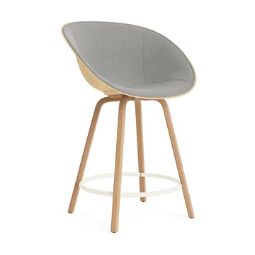 Krzesło Mat Bar Armchair, tapicerowany przód 65 cm - Remix 133-hemp-beech-cream steel - Normann Copenhagen
