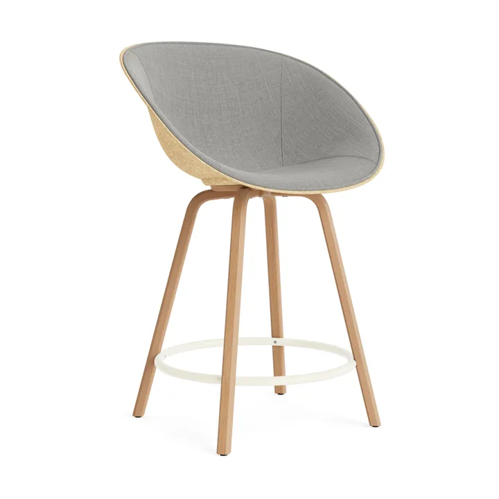 Krzesło Mat Bar Armchair, tapicerowany przód 65 cm - Remix 133-hemp-beech-cream steel - Normann Copenhagen