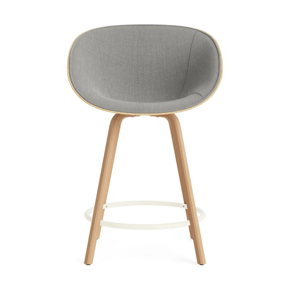 Krzesło Mat Bar Armchair, tapicerowany przód 65 cm, Remix 133-hemp-beech-cream steel Normann Copenhagen