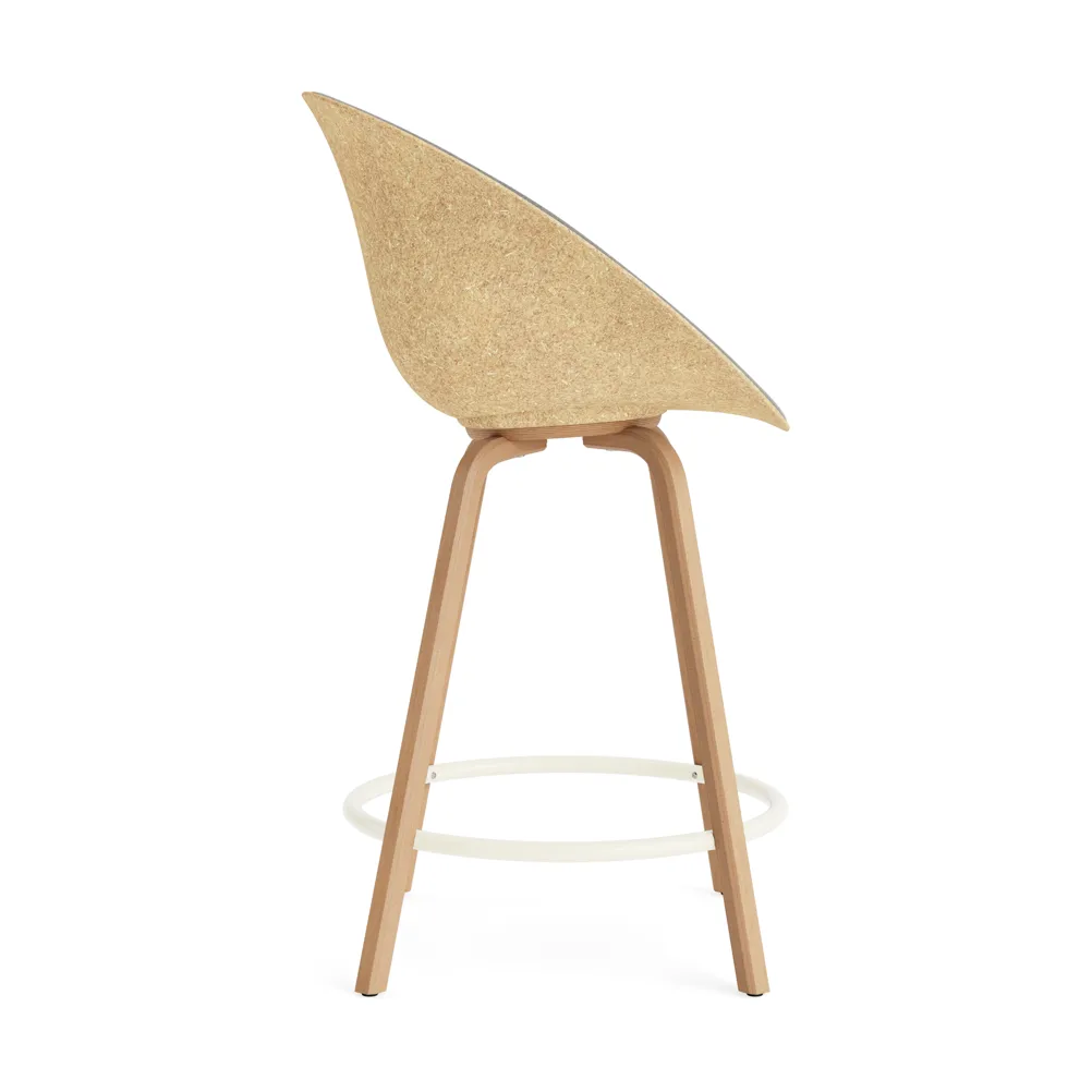 Krzesło Mat Bar Armchair, tapicerowany przód 65 cm, Remix 133-hemp-beech-cream steel Normann Copenhagen