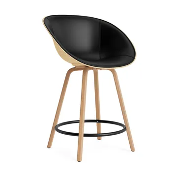 Krzesło Mat Bar Armchair, tapicerowany przód 65 cm - Ultra 41599-hemp-beech-black steel - Normann Copenhagen