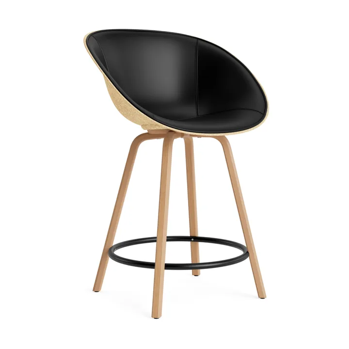 Krzesło Mat Bar Armchair, tapicerowany przód 65 cm - Ultra 41599-hemp-beech-black steel - Normann Copenhagen