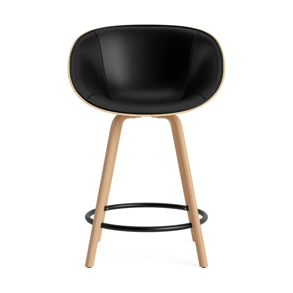 Krzesło Mat Bar Armchair, tapicerowany przód 65 cm, Ultra 41599-hemp-beech-black steel Normann Copenhagen