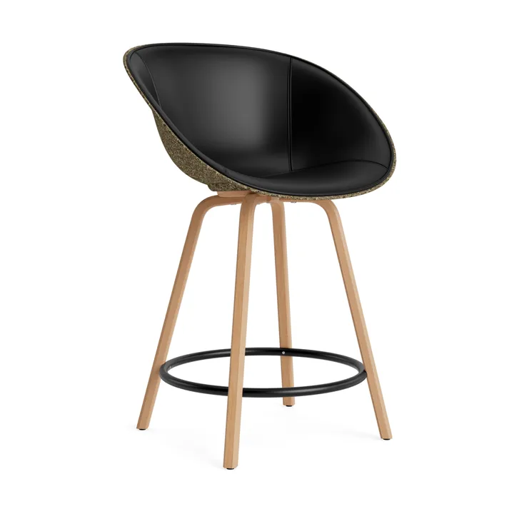 Krzesło Mat Bar Armchair, tapicerowany przód 65 cm - Ultra 41599-seaweed-beech-black steel - Normann Copenhagen