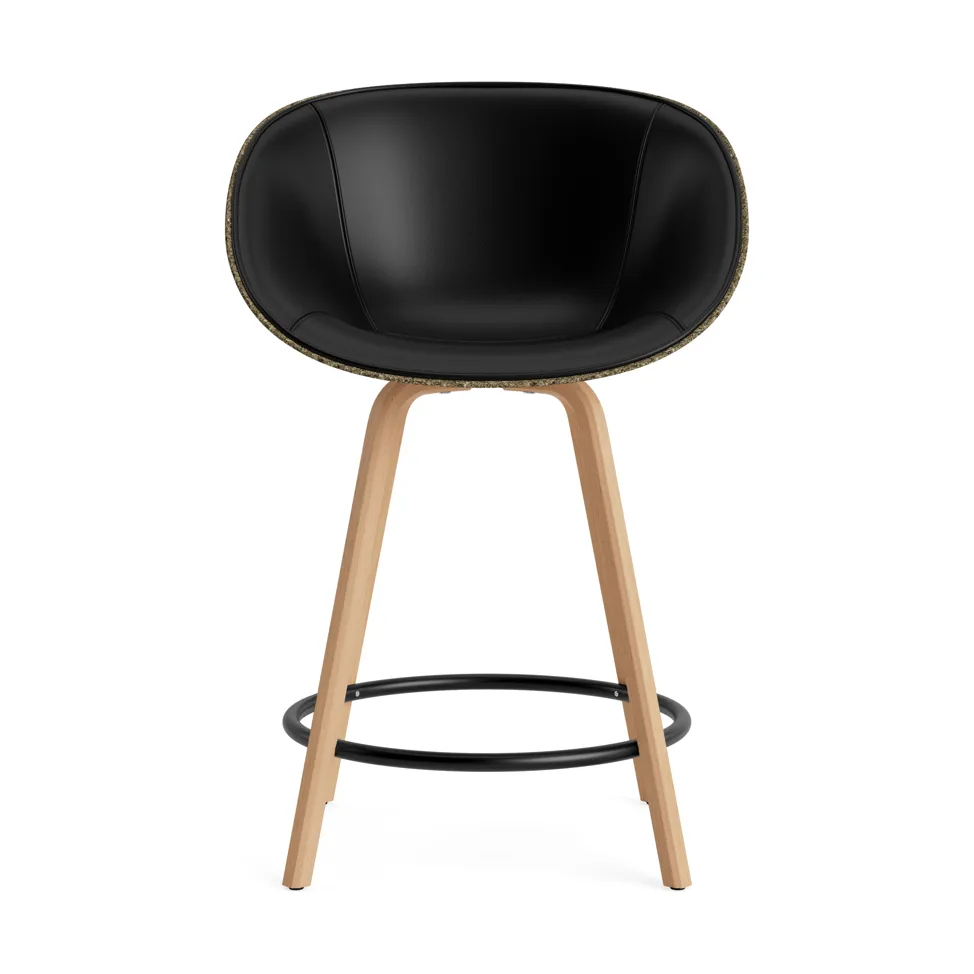Krzesło Mat Bar Armchair, tapicerowany przód 65 cm, Ultra 41599-seaweed-beech-black steel Normann Copenhagen
