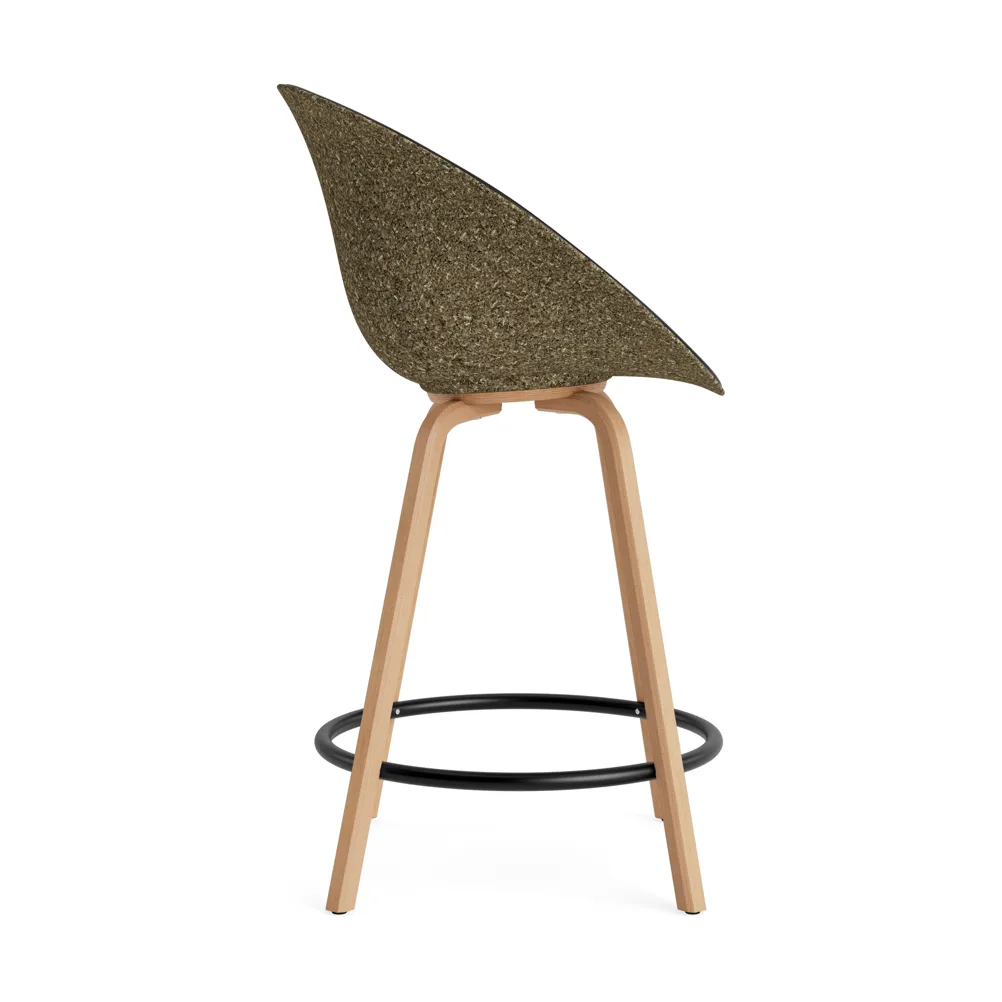 Krzesło Mat Bar Armchair, tapicerowany przód 65 cm, Ultra 41599-seaweed-beech-black steel Normann Copenhagen