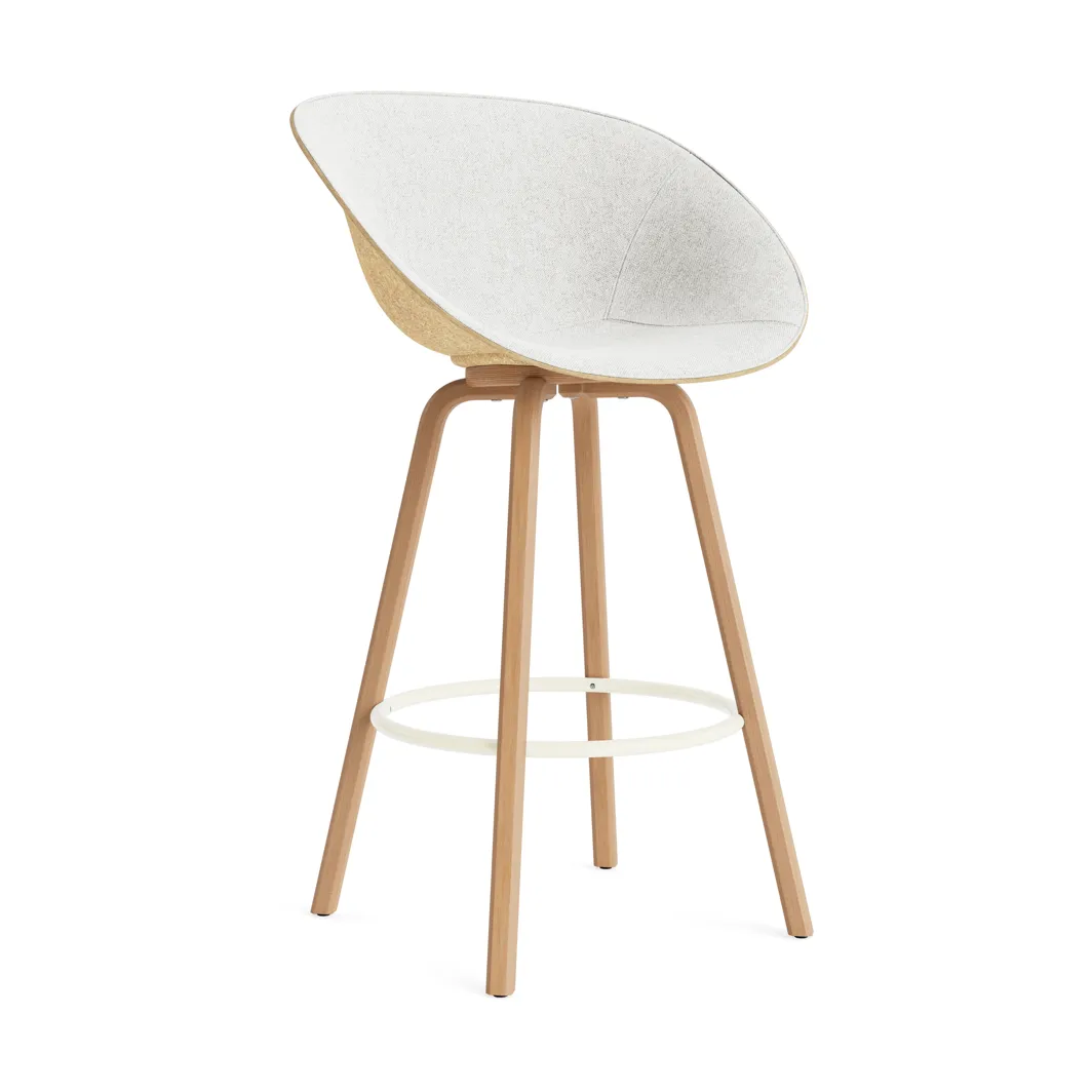 Krzesło Mat Bar Armchair, tapicerowany przód 75 cm, Hallingdal 110-hemp-beech-cream steel Normann Copenhagen