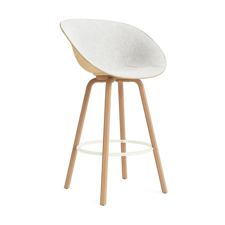 Krzesło Mat Bar Armchair, tapicerowany przód 75 cm - Hallingdal 110-hemp-beech-cream steel - Normann Copenhagen