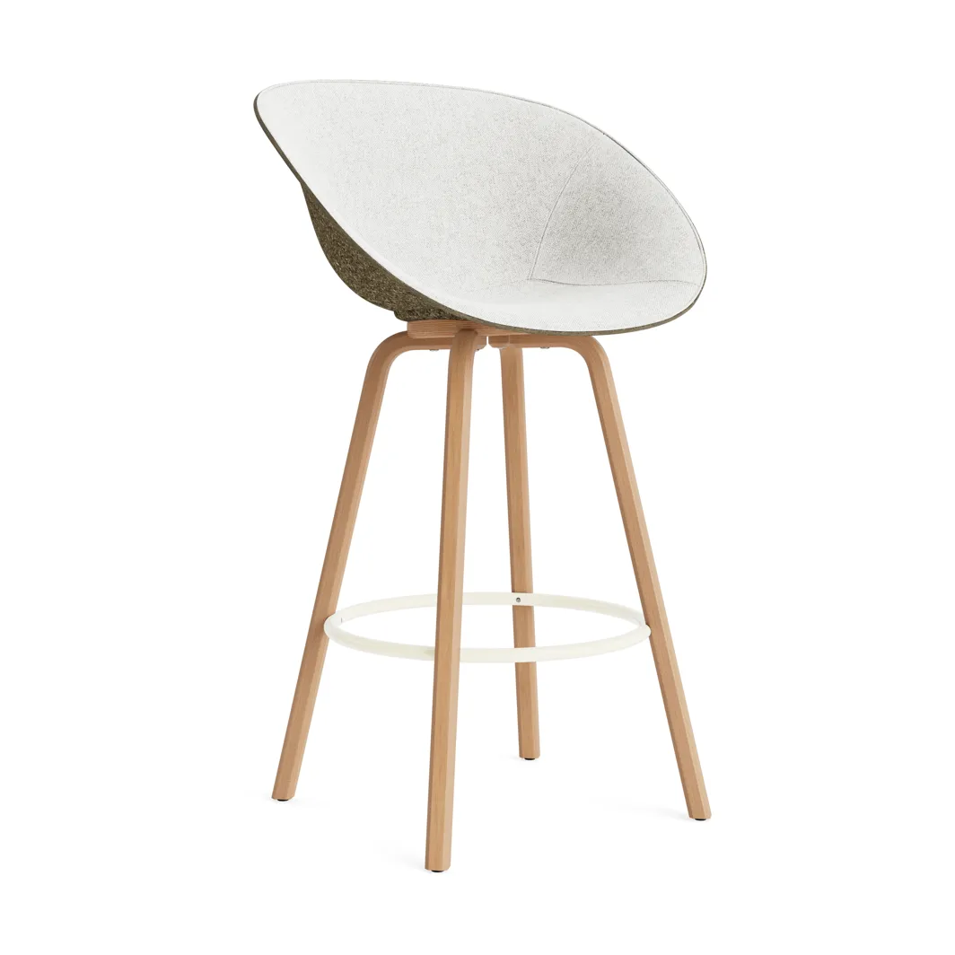 Krzesło Mat Bar Armchair, tapicerowany przód 75 cm, Hallingdal 110-seaweed-beech-cream steel Normann Copenhagen