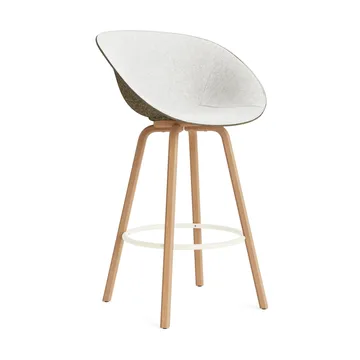 Krzesło Mat Bar Armchair, tapicerowany przód 75 cm - Hallingdal 110-seaweed-beech-cream steel - Normann Copenhagen