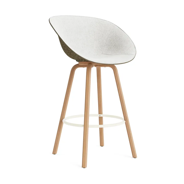 Krzesło Mat Bar Armchair, tapicerowany przód 75 cm - Hallingdal 110-seaweed-beech-cream steel - Normann Copenhagen